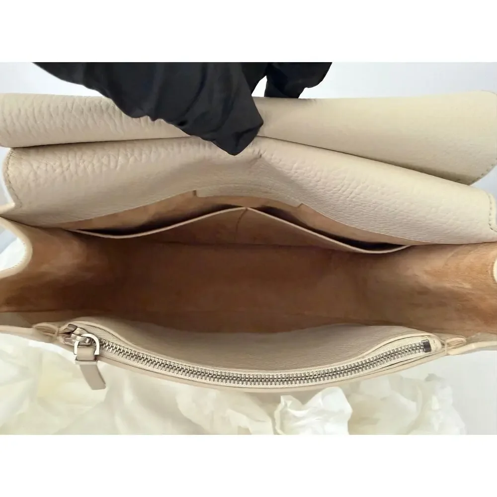 The Row Hunting 11 Crossbody Bag Cream Pebbled Full-Grain Leather Authentic
